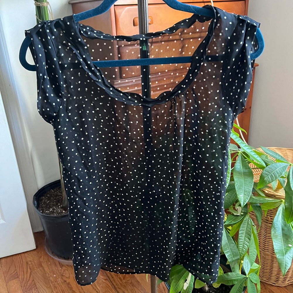 Black Polka Dot Sheer Women's Top